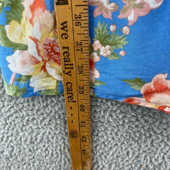 Talbots Dress Womens 2 Petite Blue Multi Floral Linen Blend A Line Empire Waist - Picture 10 of 11